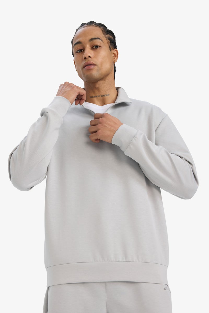 DeFacto Grey Man DeFactoFit Standard Fit Printed Sweatshirt Casual - Image 3